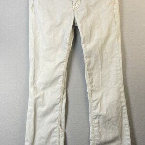 7 For All Mankind Corduroy Bootcut Pants Womens 27 Mid Rise Slim Fit Light Gray‎
